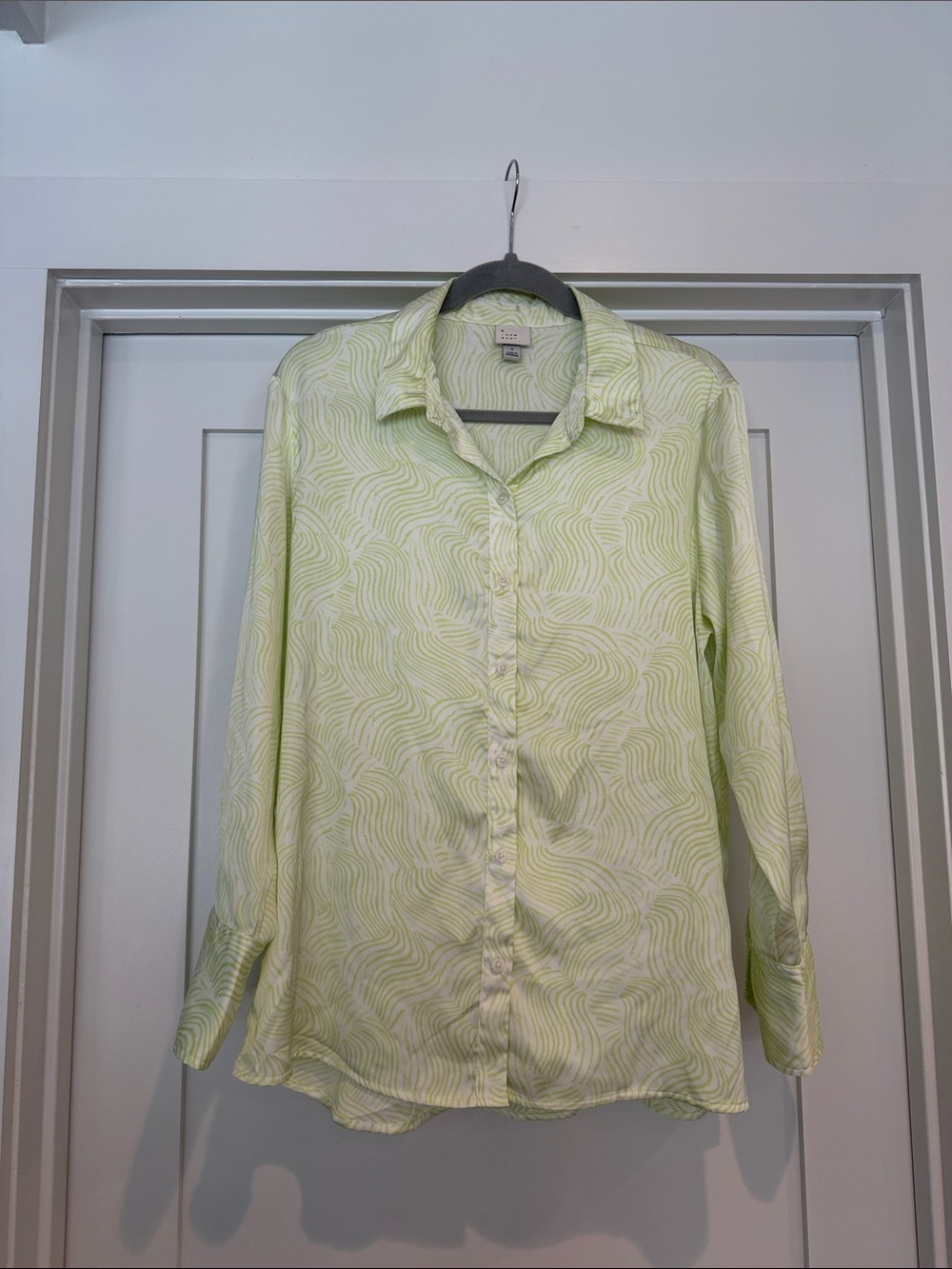 Target Light Lime Green Wavy-Print Button-Up Shirt